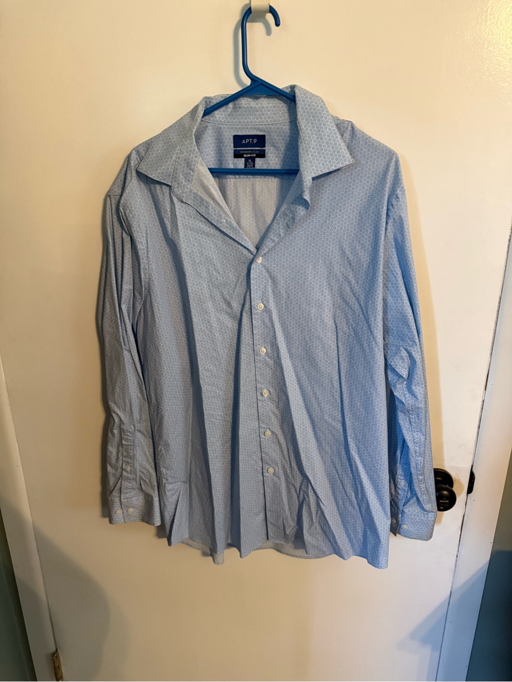 Apt. 9 Men's Light Blue Patterned Dress Shirt
